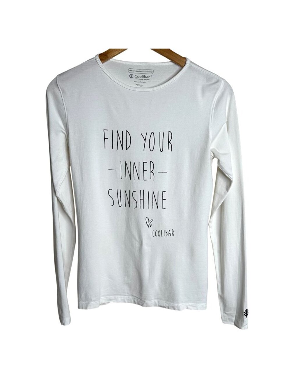 COOLIBAR White Long Sleeve Sun Protection Crew Neck T-Shirt UPF 50+ "XS Graphic